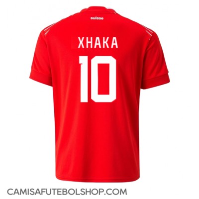 Camisa de time de futebol Suíça Granit Xhaka #10 Replicas 1º Equipamento Mundo 2022 Manga Curta